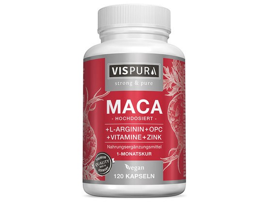 maca à fort dosage 5000mg + L-Arginine 1800mg + Vitamines B6, B12, OPC, zinc, 120 capsules